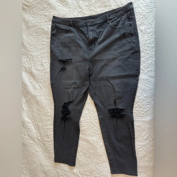 Faded black distressed high waisted skinny jeans plus size 24 - Picture 2 of 2